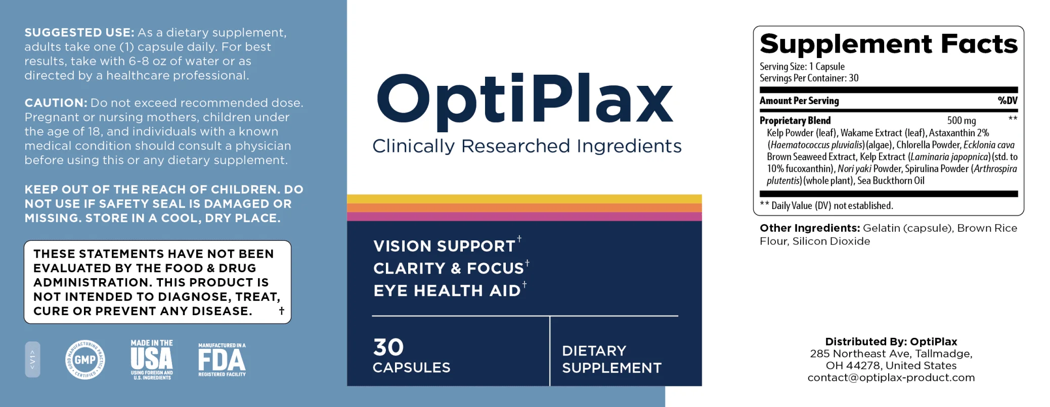 OptiPlax Product Label